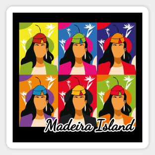 Madeira Island female pop art no face illustration using the traditional folklore hat Magnet